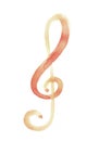 Sol key music symbol notation with watercolour Royalty Free Stock Photo