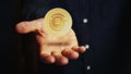 Solana altcoin cryptocurrency golden 3d coin over hand