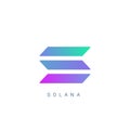 Solana logo coin icon. Isolated solana cryptocurrency token vector icon. Sol blockchain crypto bank.