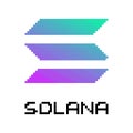 Solana - sol, symbol drawn in pixel art style. 16 bit old school graphic style. cryptocurrency concept