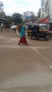 Solapur, India on 13th August, 2021 - People walking on the street of Solapur, India