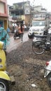 Rainy street of town, Solapur on 24th July 2020