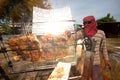 Solar-Barbecued pork from a glass.