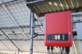 Solar battery management system. Controller of power, charge of the solar panels. Solar tracker Royalty Free Stock Photo