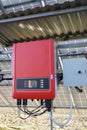 Solar battery management system. Controller of power, charge of the solar panels. Solar tracker Royalty Free Stock Photo