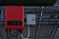 Solar battery management system. Controller of power, charge of the solar panels. Solar tracker Royalty Free Stock Photo