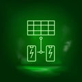 Solar, battery neon vector icon. Save the world, green neon Royalty Free Stock Photo