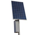 A solar battery on a pole against a blue sky energizes a street lamp Royalty Free Stock Photo