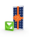 Solar battery and tick mark.