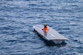 Solar boat in Port Hercules during Monaco Solar Boat Challenge.