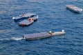 Solar boats in Port Hercules during Monaco Solar Boat Challenge.