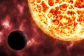 Solar burn dead planet on cosmos