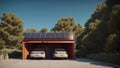 Solar Carport With House Technology Cut. Generative AI