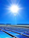 Solar cell array in the field Royalty Free Stock Photo