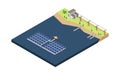 Solar cell floating power plant in isometric graphic Royalty Free Stock Photo
