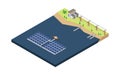 Solar cell floating power plant in isometric graphic