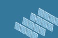 Solar cell farm isometric illustration, copy space composition. Royalty Free Stock Photo