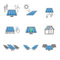 Solar cell icons. Power and Energy concept. Illustration vector collection set. Sign and Symbol theme