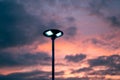 solar cell lamp and orange sky background sunset time.Renewable energy to reduce global warming Royalty Free Stock Photo