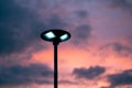 solar cell lamp and orange sky background sunset time.Renewable energy to reduce global warming Royalty Free Stock Photo