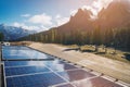 Solar cell panel in country mountain landscape Royalty Free Stock Photo