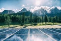 Solar cell panel in country mountain landscape Royalty Free Stock Photo