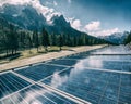 Solar cell panel in country mountain landscape Royalty Free Stock Photo