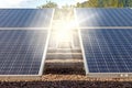 Solar cell panel with strong light Royalty Free Stock Photo