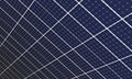 Vector. Solar cell panel wall perspective background. Blue clean energy.