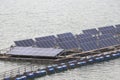 Solar cell panels installed on the space on the water surface.