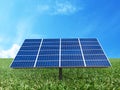 Solar cell power energy grid system in idea concept background