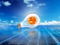 Solar cell power energy grid system in idea concept background Royalty Free Stock Photo