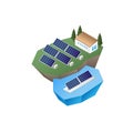 solar cell power plant, solar farm isometric graphic Royalty Free Stock Photo