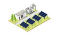 Solar cell power plant in isometric graphic