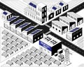 Solar cell power plant in isometric graphic Royalty Free Stock Photo