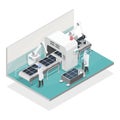 solar cell production line factory conveyor robot arm ai technology isometric