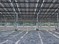 Solar cell on roof at car park. View of the inner side of the solar panels. State of the art power supply system. Royalty Free Stock Photo