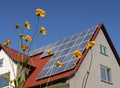 Solar cells on a roof Royalty Free Stock Photo