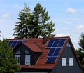 Solar cells on a roof Royalty Free Stock Photo