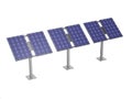 Solar cells on stands 3d rendering