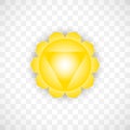 Solar chakra Manipura in yellow color isolated on transparent background. Isoteric flat icon. Geometric pattern.