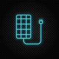 solar, charger neon vector icon. Blue and yellow neon vector icon