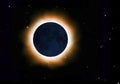 Solar corona full eclipse over starry sky Royalty Free Stock Photo