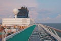 Solar deck of cruise liner in early tropical morning Royalty Free Stock Photo