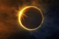 Solar eclips with bright sun flares Royalty Free Stock Photo