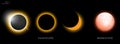 Solar Eclipse and Moon Eclipse phases. Eps.. Royalty Free Stock Photo