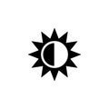 Solar Eclipse, Aligned Sun and Moon. Flat Vector Icon illustration. Simple black symbol on white background. Solar Eclipse,