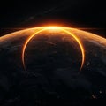 Solar Eclipse Casting Shadow Over Earth Royalty Free Stock Photo