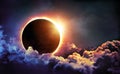 Solar Eclipse In Clouds Royalty Free Stock Photo