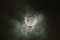 Solar eclipse on a cloudy day. Royalty Free Stock Photo